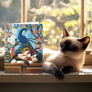 Vibrant Playful Calico Red Dragon Fantasy Card