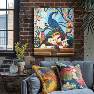 Vibrant Playful Calico Red Dragon Fantasy Metal Print