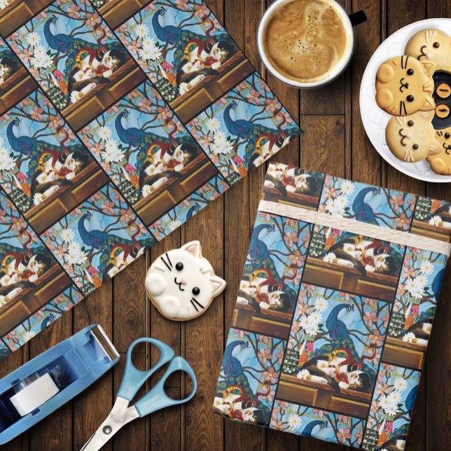 Vibrant Playful Calico Red Dragon Fantasy Wrapping Paper (Creator Uploaded)