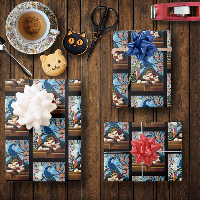 Vibrant Playful Calico Red Dragon Fantasy Wrapping Paper Sheets (Creator Uploaded)