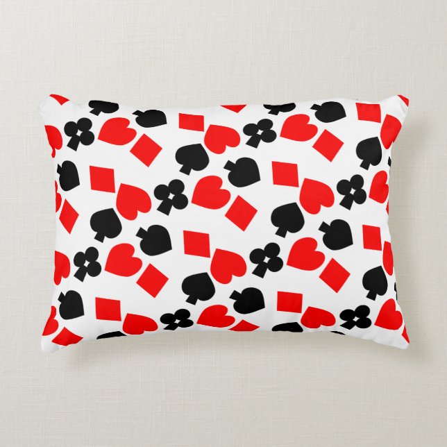 Vibrant Playing Card Suit Accent Pillow (Front)