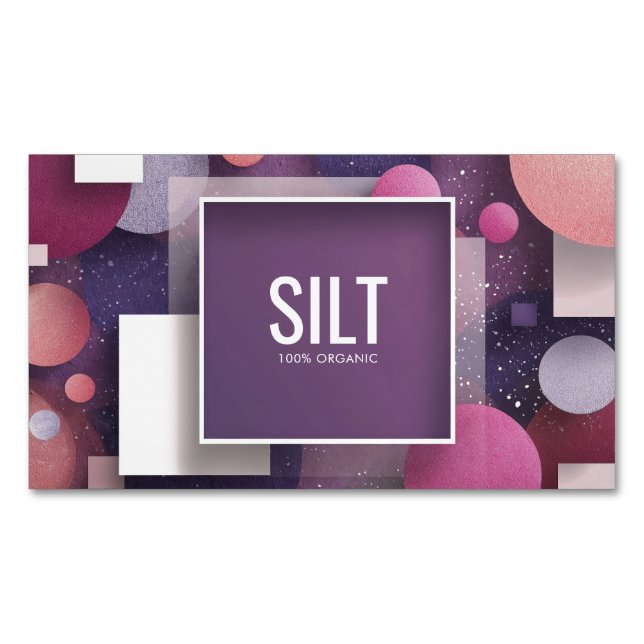 Vibrant Plum Magenta Geometric Speckle Cosmic Business Card Magnet (Front)