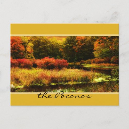 Vibrant Poconos Autumn Scene Postcard