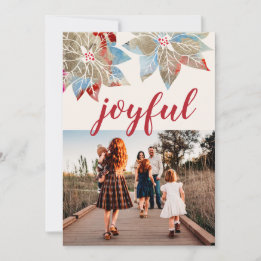 Vibrant Poinsettia Christmas Photo Card