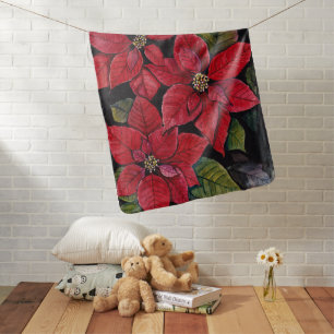Vibrant Poinsettia In Watercolor Baby Blanket