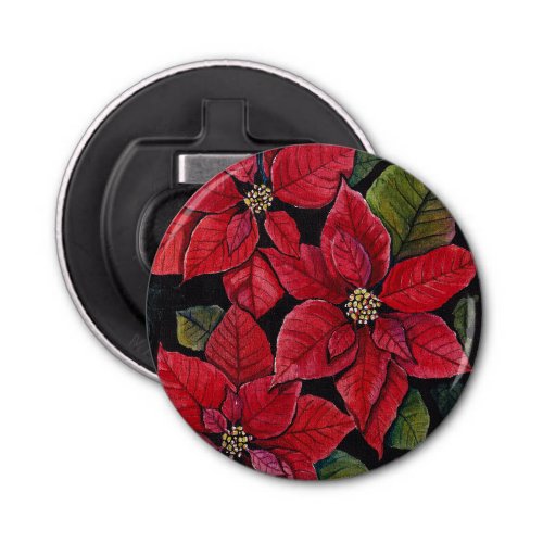 Vibrant Poinsettia In Watercolor Bottle Opener