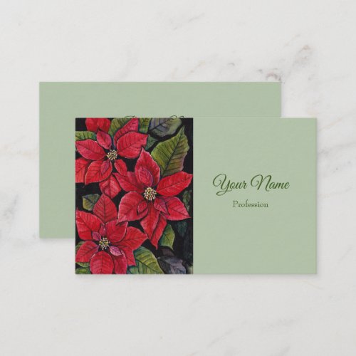 Vibrant Poinsettia In Watercolor  Business Card