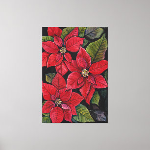 Vibrant Poinsettia In Watercolor Canvas Print