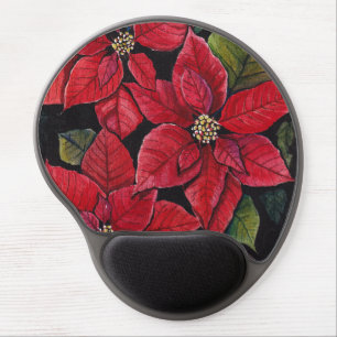 Vibrant Poinsettia In Watercolor Gel Mouse Pad