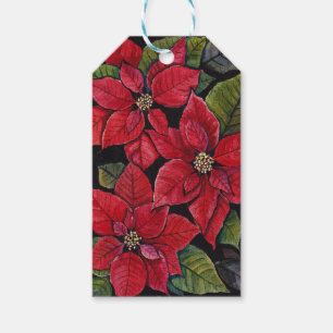 Vibrant Poinsettia In Watercolor Gift Tags