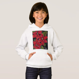Vibrant Poinsettia In Watercolor Hoodie