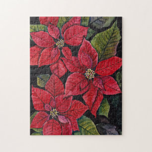 Vibrant Poinsettia In Watercolor Jigsaw Puzzle