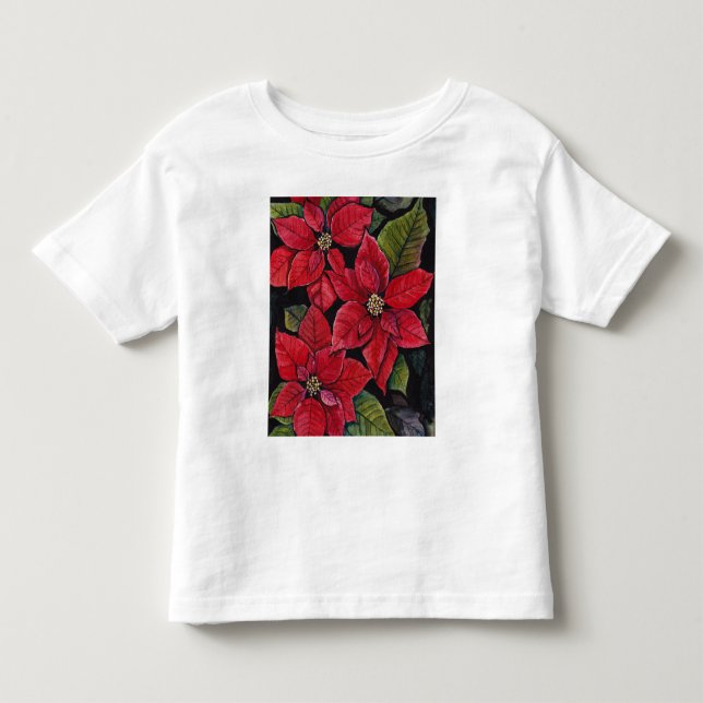 Vibrant Poinsettia In Watercolor   Toddler T-shirt (Front)