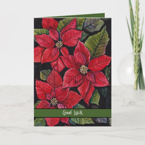Vibrant Poinsettias In Watercolor   Card