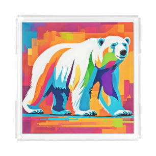 Vibrant Polar Bear Acrylic Tray