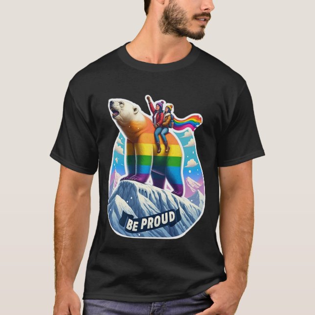 Vibrant polar bear Perched on mountain with girls T-Shirt (Front)