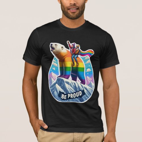 Vibrant polar bear Perched on mountain with girls T_Shirt