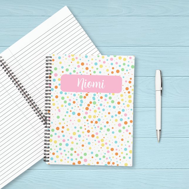 Vibrant Polka Dot Spiral Notebook (Colorful Fun Confetti Dots Customized Back to School Notebook)
