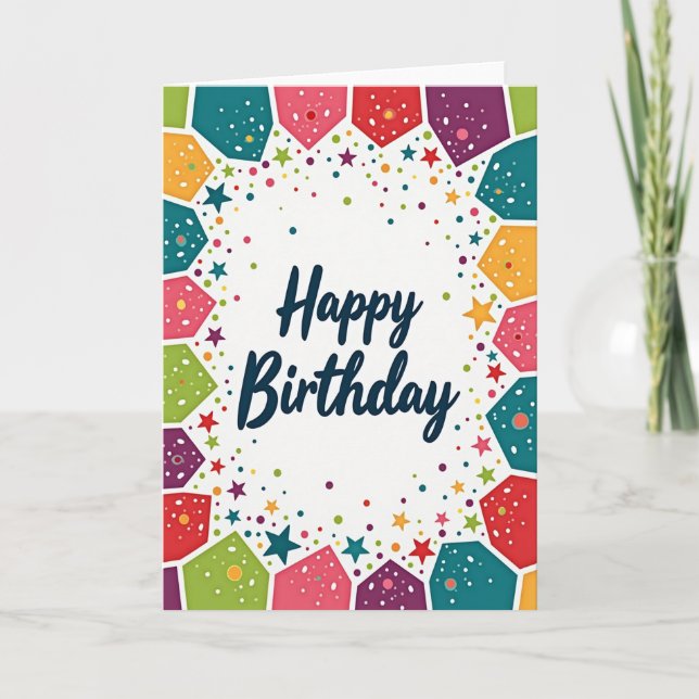 Vibrant Polygon Birthday Card (Front)