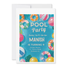 Vibrant Pool Party Birthday Invitation Card