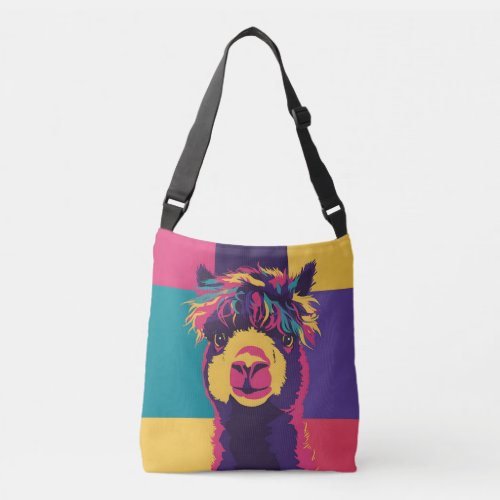 Vibrant Pop Art Alpaca Crossbody Bag