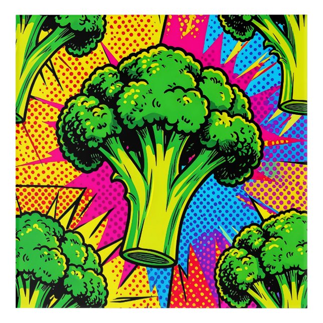 Vibrant Pop Art Broccoli Pattern (Front)