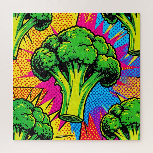Vibrant Pop Art Broccoli Pattern Jigsaw Puzzle (Vertical)