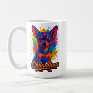 Vibrant Pop-Art Chihuahua Illustration Coffee Mug