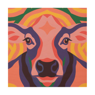 Vibrant Pop Art Cow Face Portrait