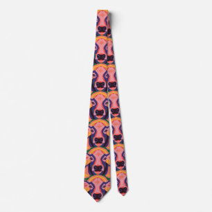 Vibrant Pop Art Cow Face Portrait Neck Tie