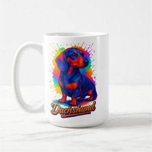 Vibrant Pop Art Dachshund – Colorful Neon Dog Coffee Mug