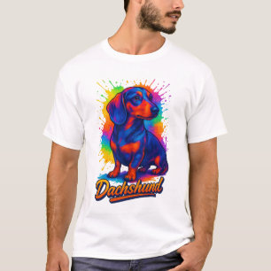 Vibrant Pop Art Dachshund – Colorful Neon Dog T-Shirt