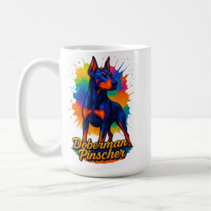 Vibrant Pop Art Doberman Pinscher Illustration Coffee Mug