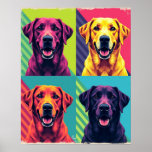 Vibrant Pop Art Dog Portraits : Warhol Style Grid Poster