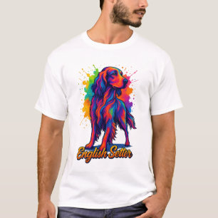 Vibrant Pop Art English Setter Dog T-Shirt