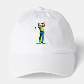 Vibrant Pop-Art Golfer Swinging a Driver on Green Hat
