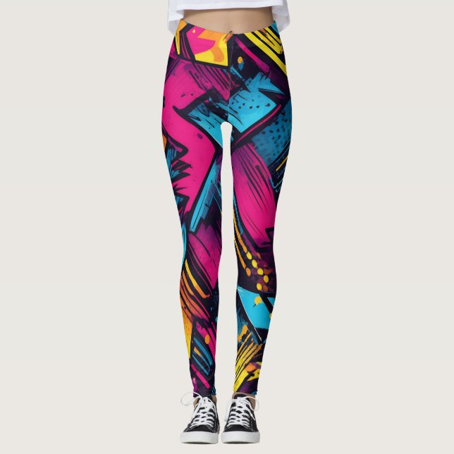 Vibrant Pop Art Leggings with Bold Colors Leggings (Front)