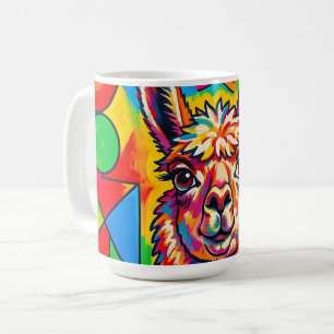 Vibrant Pop Art Llama Portrait Coffee Mug