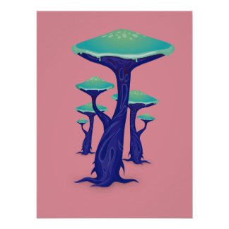 Vibrant Pop Art Mushrooms Poster