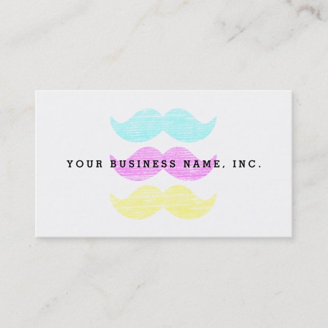 Vibrant Pop Art Mustache Pattern Creative Business Card (Front)