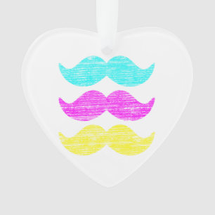 Vibrant Pop Art Mustache Pattern Ornament