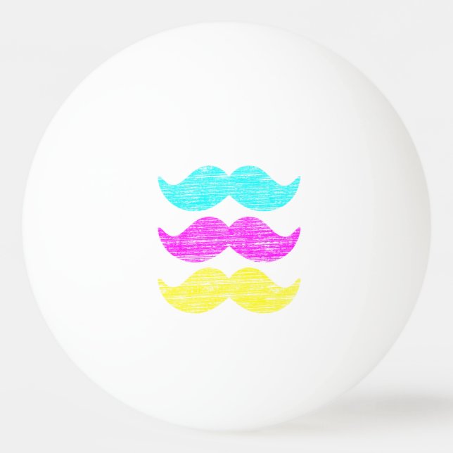 Vibrant Pop Art Mustache Pattern Ping Pong Ball (Front)