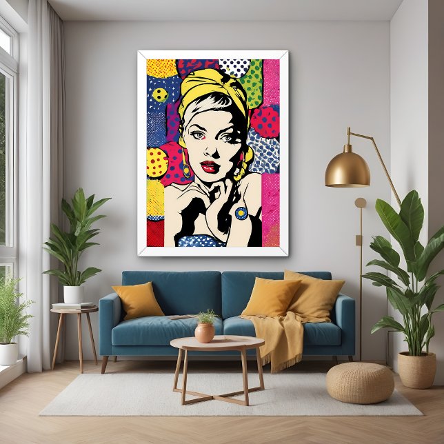 Vibrant Pop Art Portrait Retro Wall Art Poster (Creator Uploaded)