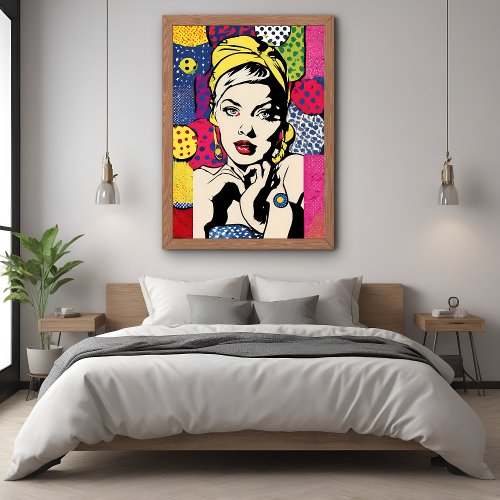 Vibrant Pop Art Portrait Retro Wall Art Poster