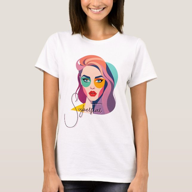Vibrant Pop Art Portrait T-Shirt (Front)