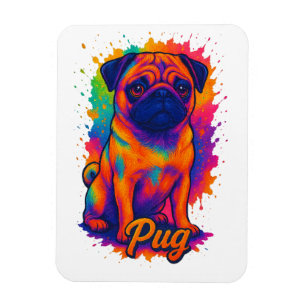 Vibrant Pop Art Pug – Colorful Neon Dog Magnet