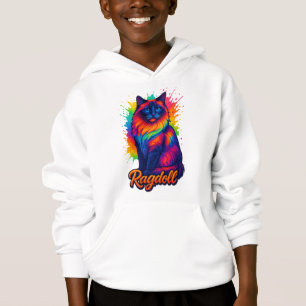 Vibrant Pop-Art Ragdoll Cat – Colorful Neon Street Hoodie