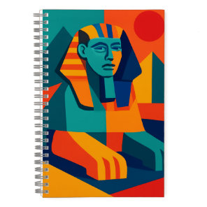 Vibrant Pop Art Sphinx Geometric Pattern Notebook