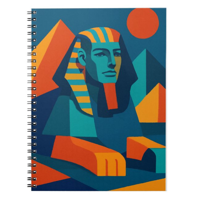 Vibrant Pop Art Sphinx Geometric Pattern Notebook (Front)