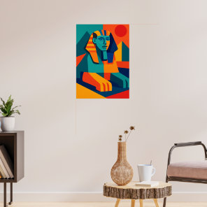 Vibrant Pop Art Sphinx Geometric Wall Art